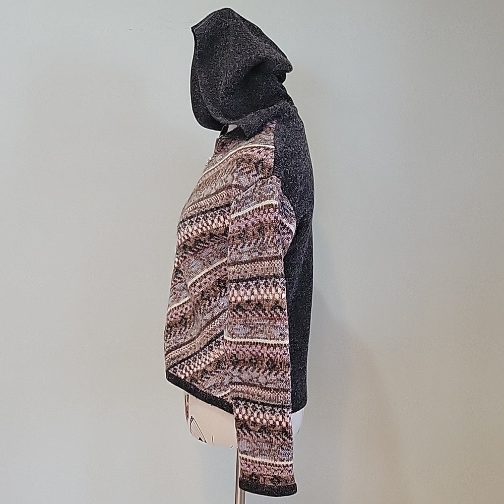 TOGETHER! wool blend zip up knitted hooded gray sweater.  Size is small. - Picture 2 of 6